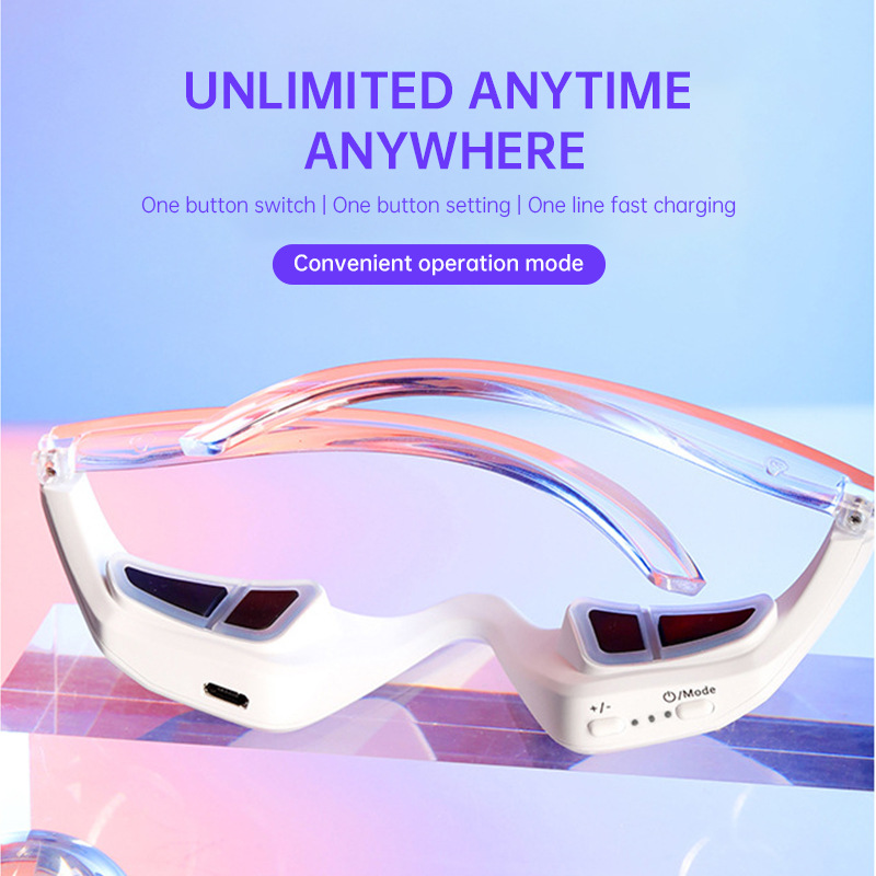 Beauty Device Eye Massager Relieves Eye Fatigue Eyes Massage Glasses Eye Fatigue Relief Massager Under-Eye Glasses Massager Red Light Therapy Anti-Aging