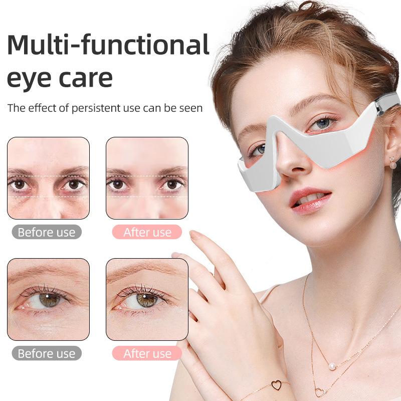 Beauty Device Eye Massager Relieves Eye Fatigue Eyes Massage Glasses Eye Fatigue Relief Massager Under-Eye Glasses Massager Red Light Therapy Anti-Aging