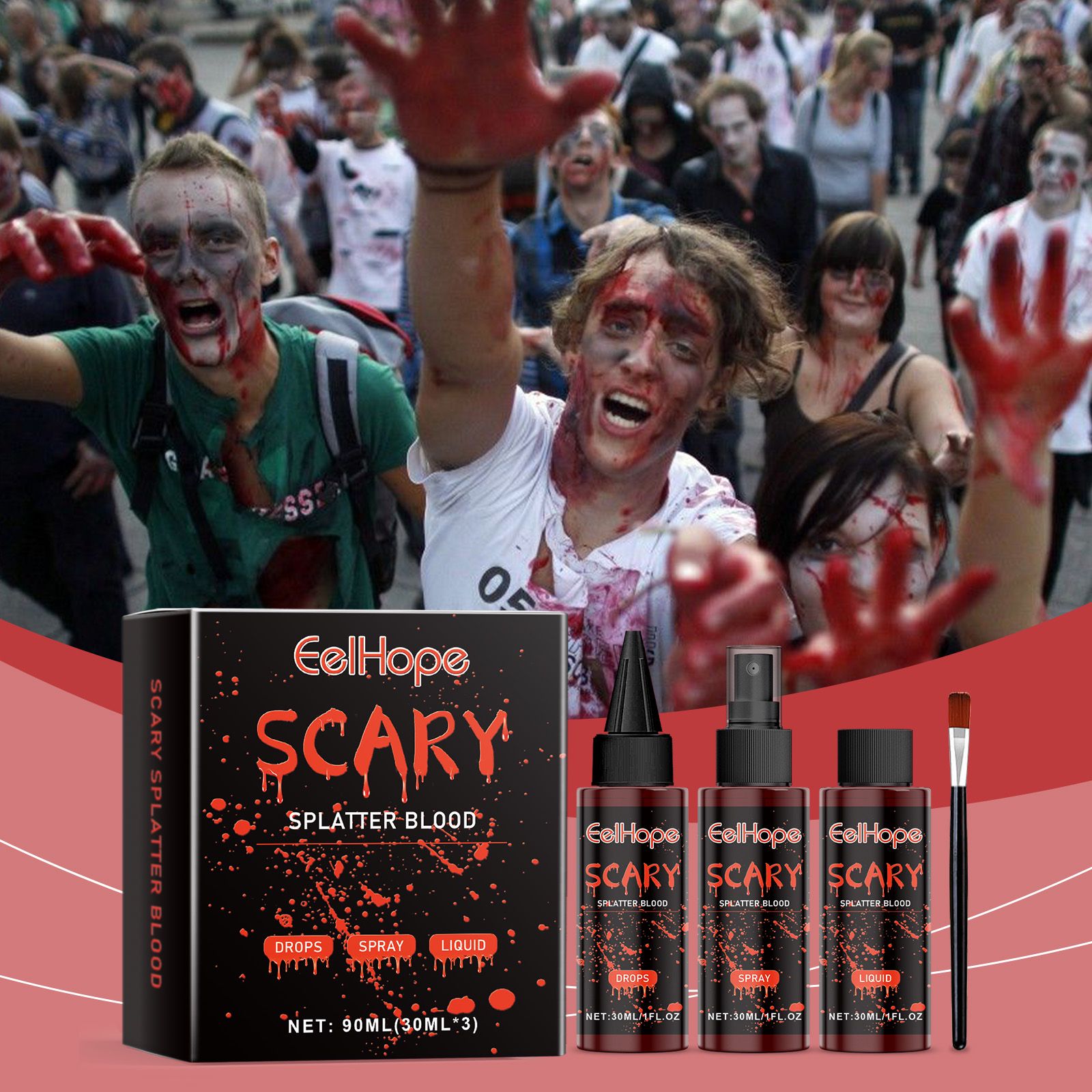 Halloween Fake Blood Kit Realistic Special Effects Makeup For Cosplay And Party