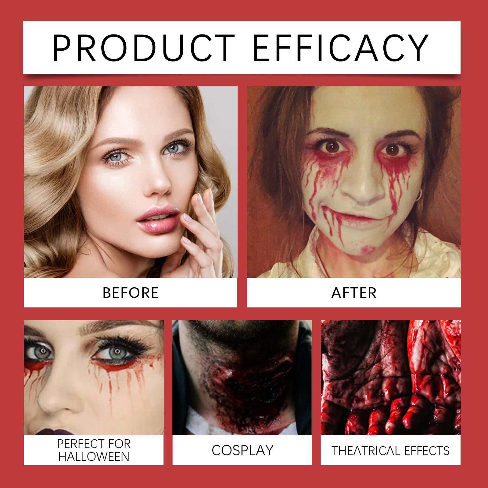 Halloween Fake Blood Kit Realistic Special Effects Makeup For Cosplay And Party