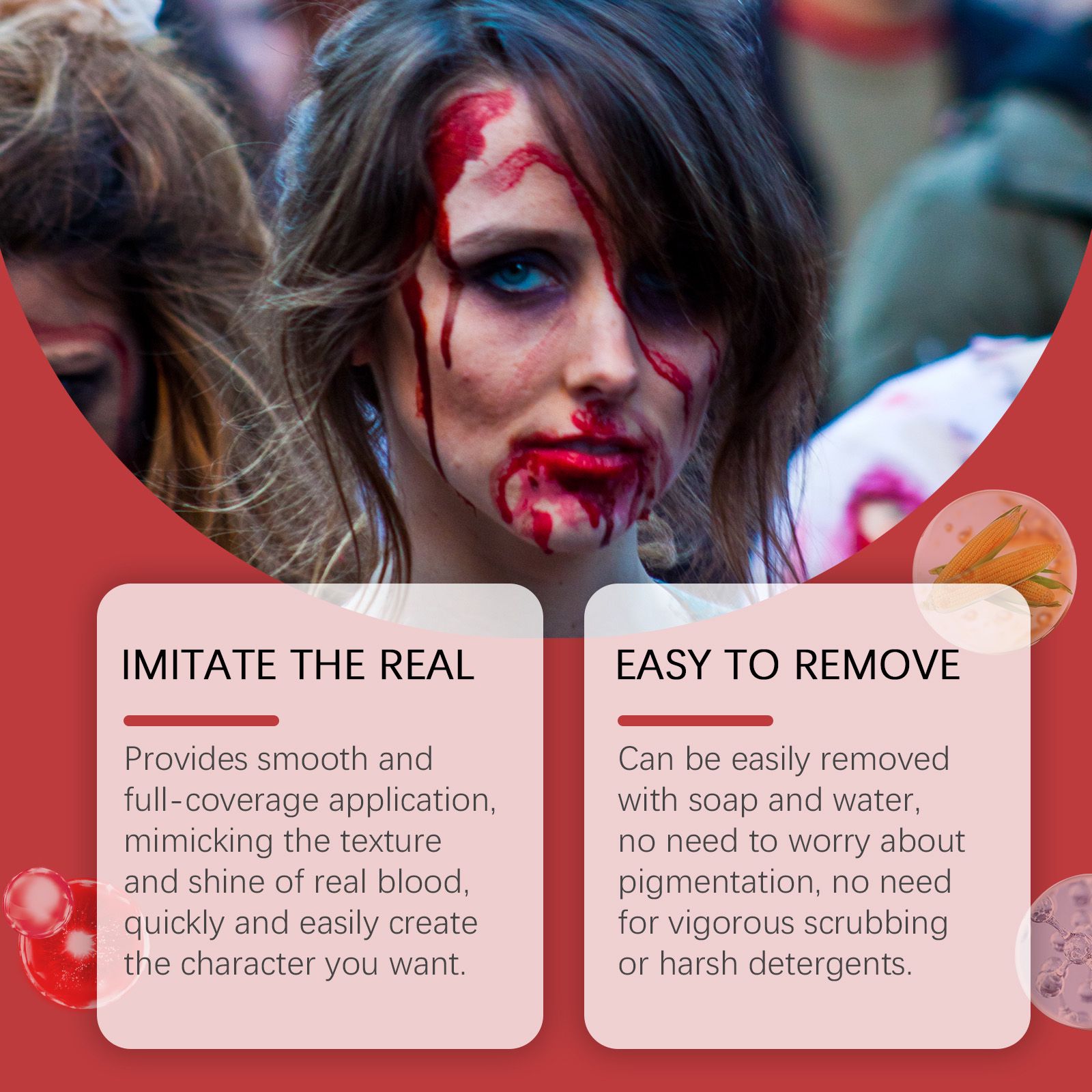 Halloween Fake Blood Kit Realistic Special Effects Makeup For Cosplay And Party