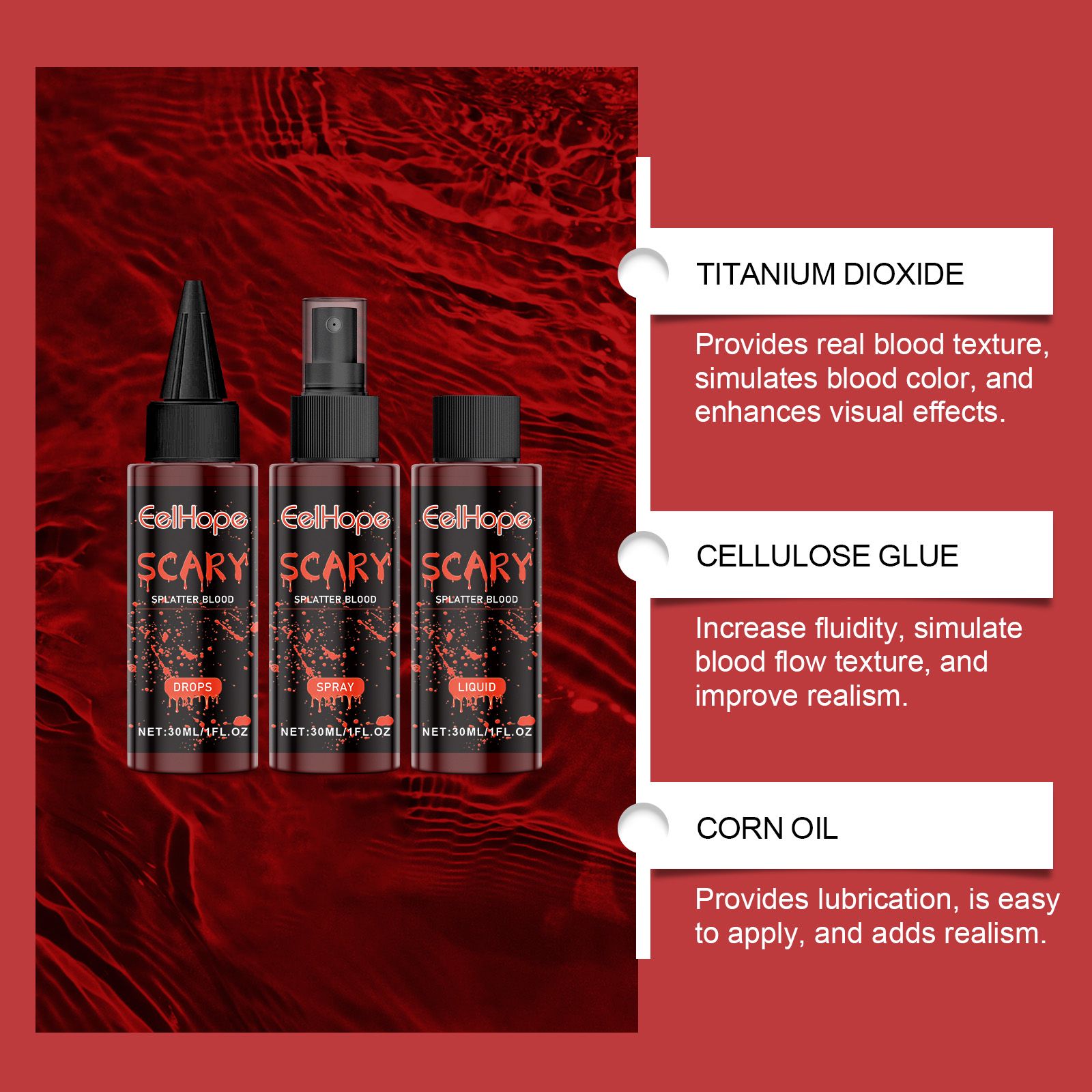 Halloween Fake Blood Kit Realistic Special Effects Makeup For Cosplay And Party