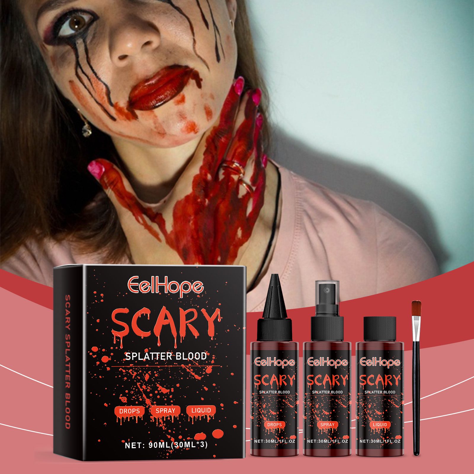Halloween Fake Blood Kit Realistic Special Effects Makeup For Cosplay And Party