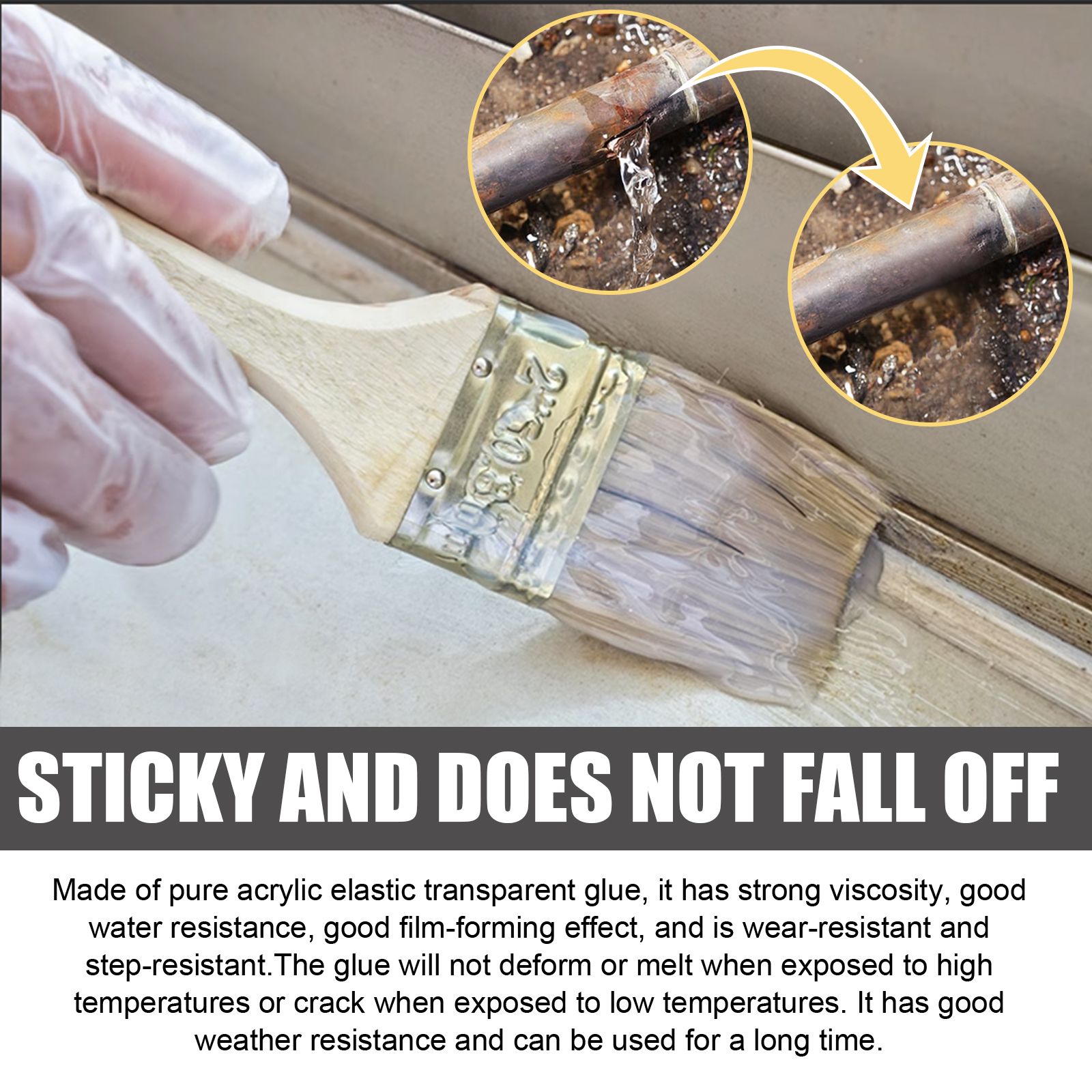 Waterproof Leak Repair Sealant Transparent For Bathroom Wall Roof And Exterior Crack Repair
