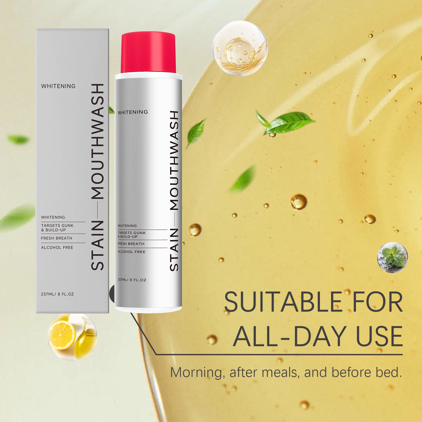 Mouthwash With Menthol And Hydrogen Peroxide For Fresh Breath And Daily Oral Care