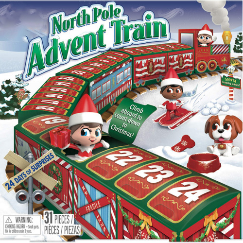 Christmas Countdown Advent Calendar 24 Days Countdown Calendar Elf On Train Surprises Blind Boxs North Pole Xmas Gift Set for Family Kids Boys Girls Adults