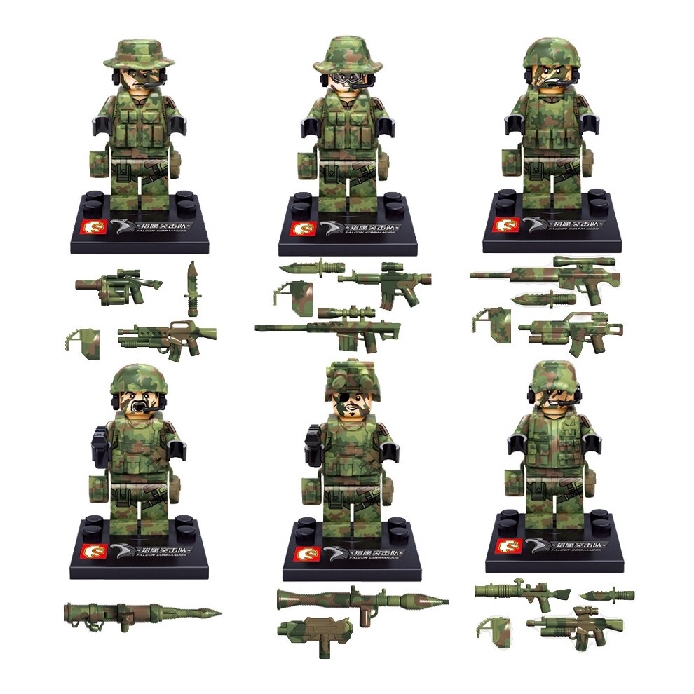 6PCS Falcon Commandos Armed Building Block Minifigures Toys Fit Lego