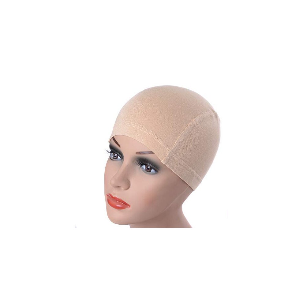 Bamboo Fiber Wig Cap Comfortable Elastic Wig Cap Wearing under Wigs (Beige)