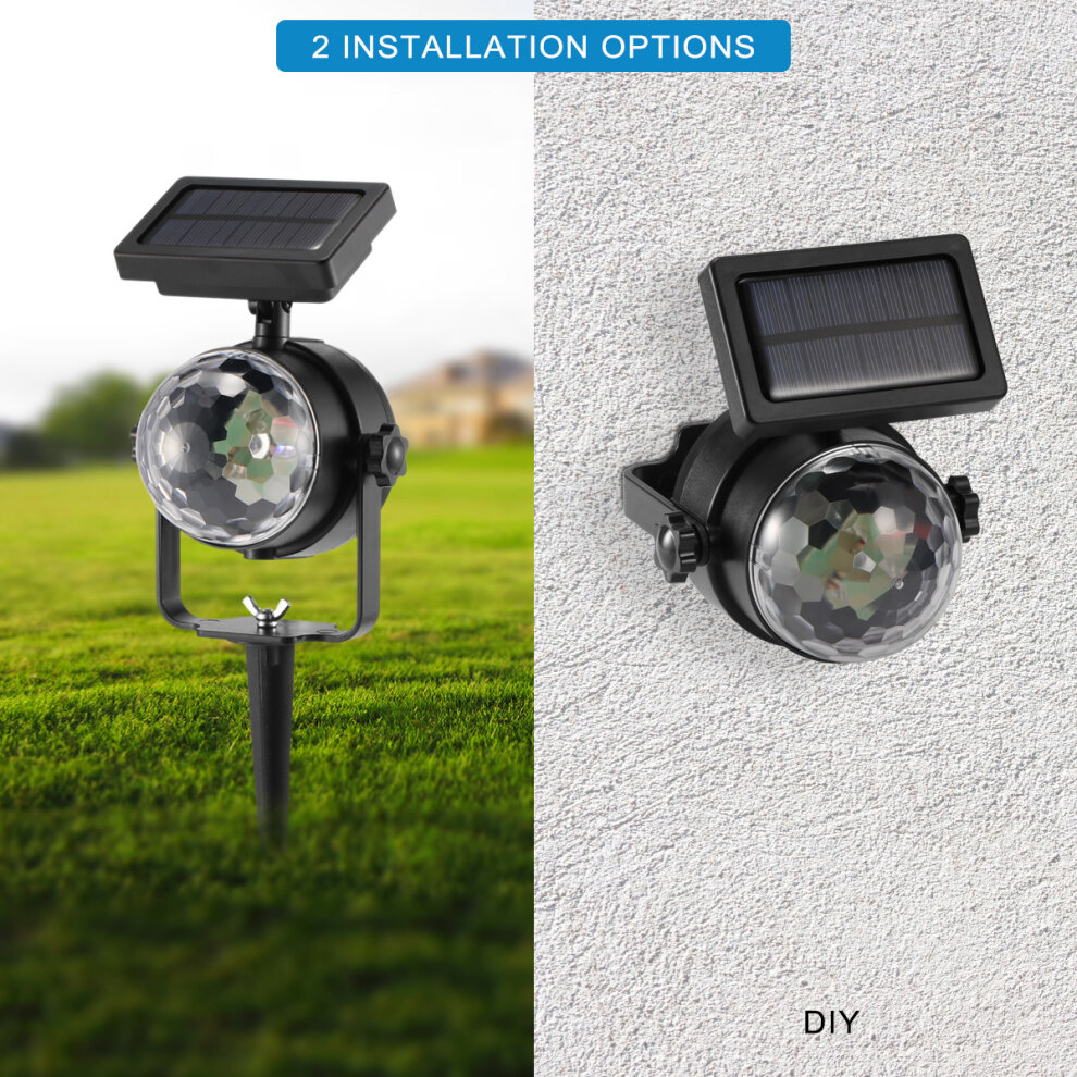 Solar LED Moving Colour Changing Rotating RGB Spotlight Garden Party Stage Light