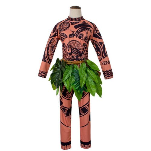 (Adult L) Adult Kids Halloween Moana Maui Tattoo T Shirt Pants Costume Cosplay Outfits