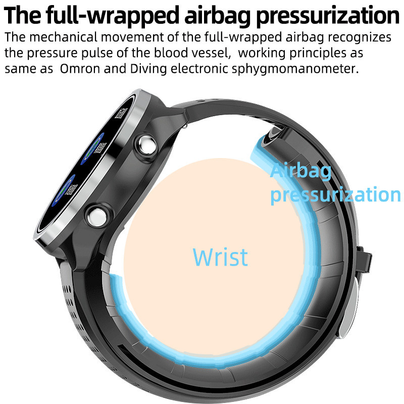 Smart Watch Airbag Air Pump True Accurate Blood Oxygen Pressure Heart Rate Health Body Temperature Smartwatch For Men Women