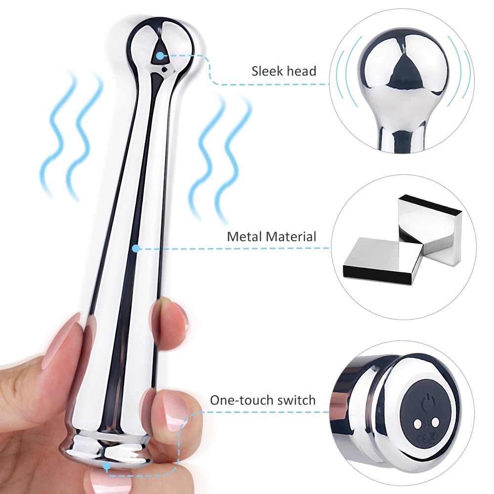 G-Spot Massager Dildo Sex Toy Stainless Steel Wand 9 Vibration Modes Nipple Clitoris Masturbation for Women Couple Prostate Massaging Enjoyment. Mini Size