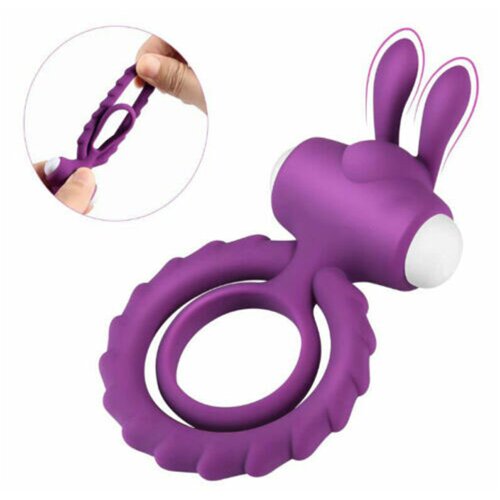 Rabbit Vibrator Cock Ring Vibrating Sex Toy Clitoris Penis Soft Silicone Delaying Ejaculation Couples Mens Erection Simulation