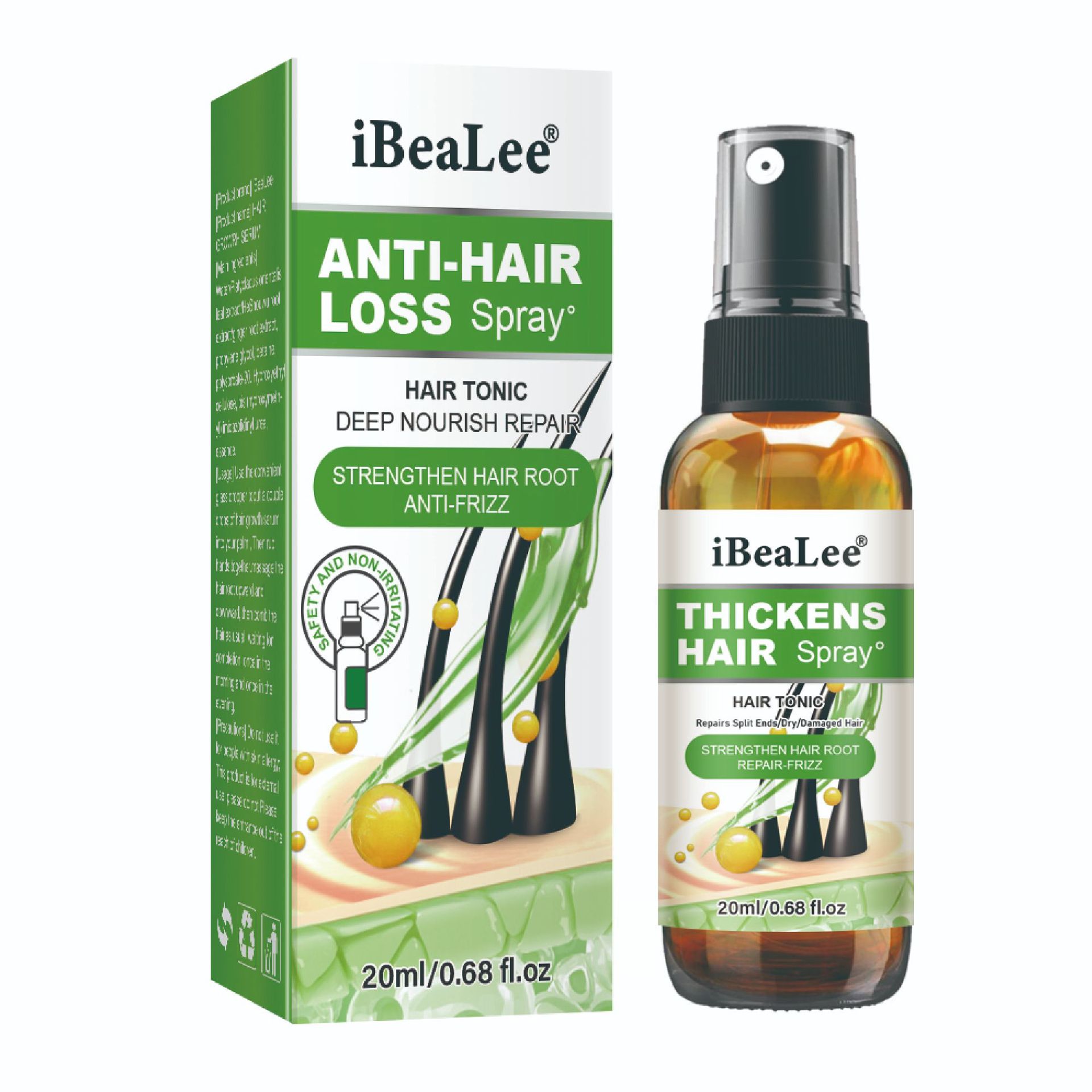 iBeaLee Anti-Hair Loss Spray Hair Growth Serum Tonic Deep Moisturize Repair Strengthen Hair Root Serum Anti-Frizz Care Scalp Nourish 20ml