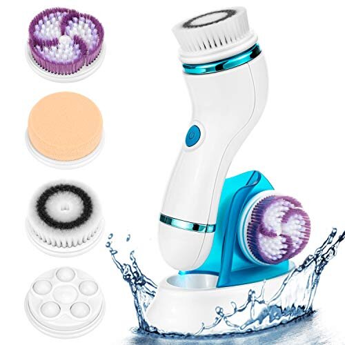 Facial Cleansing Brush Rechargeable Face Brush Set IPX65 Waterproof Electric Rotating Face Scrubber for Deep Cleaning Exfoliating Blackhead Removing