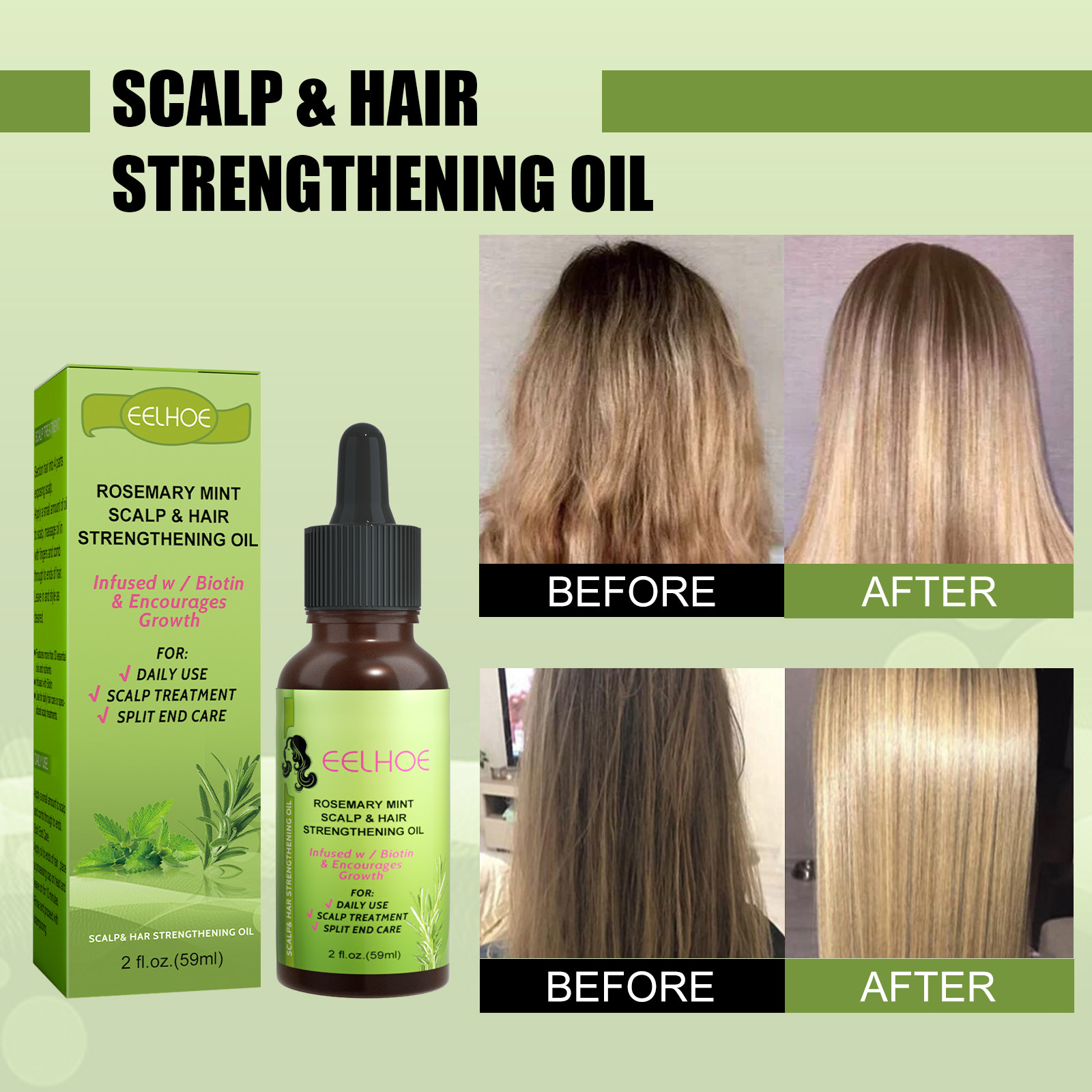 Hair Follicle Hair Spray Mint Plant Extract Essential Hair Oil Ginger Hair Nutrient Solution Hair Nutrient Solution Repairing Damaged Frizz Dry Hair
