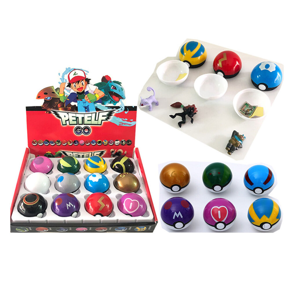 Pokemon Ball Set Clip n Go Pokeball Random Toys Action Figures Kids Pikachu Model Gift Boxed 12pcs Set
