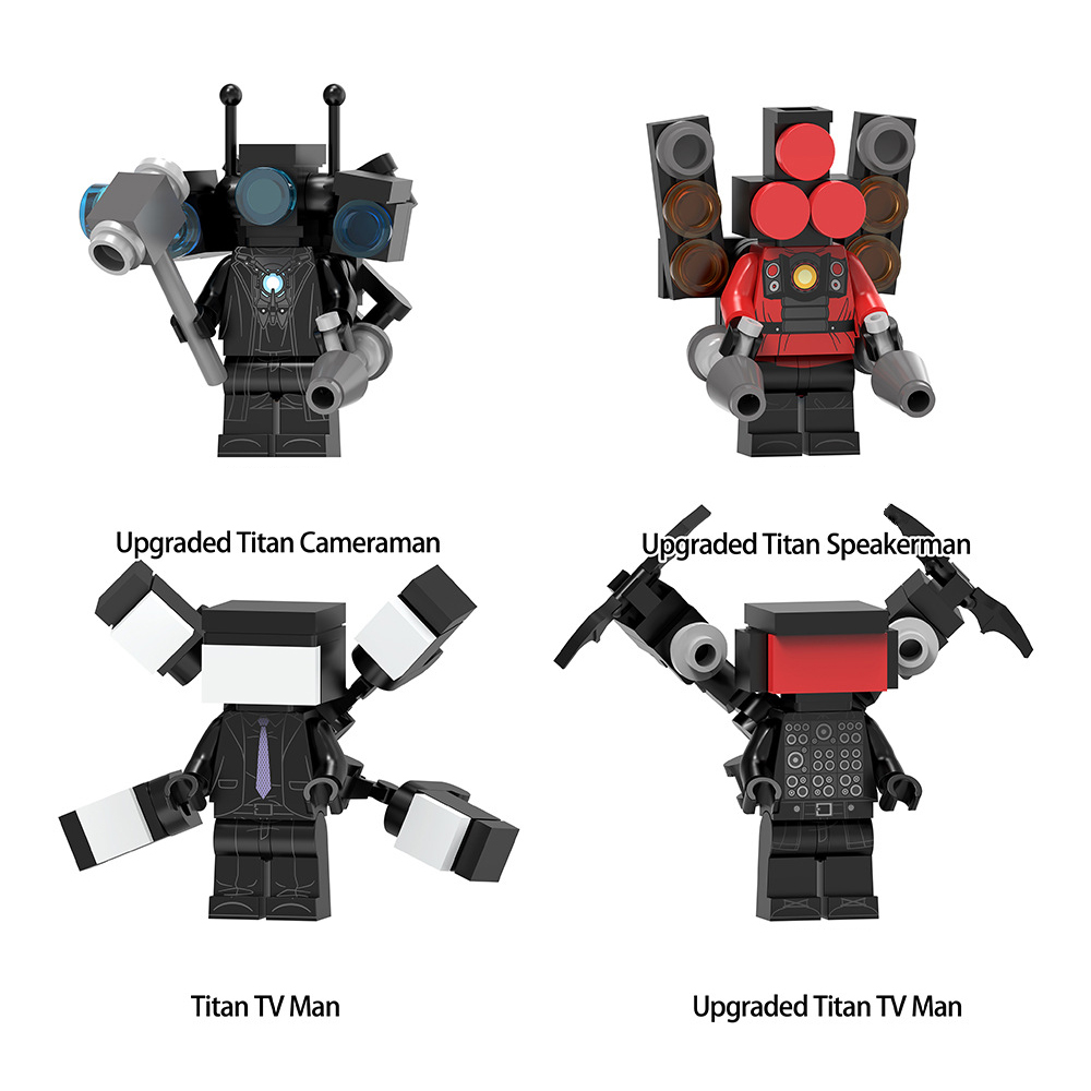 Skibidi Toilet Man Toy Building Blocks Set Mini Figures 4pcs Set Collectible Anime Toys Ideas Toys Kids Toys Gift for Boys and Girls