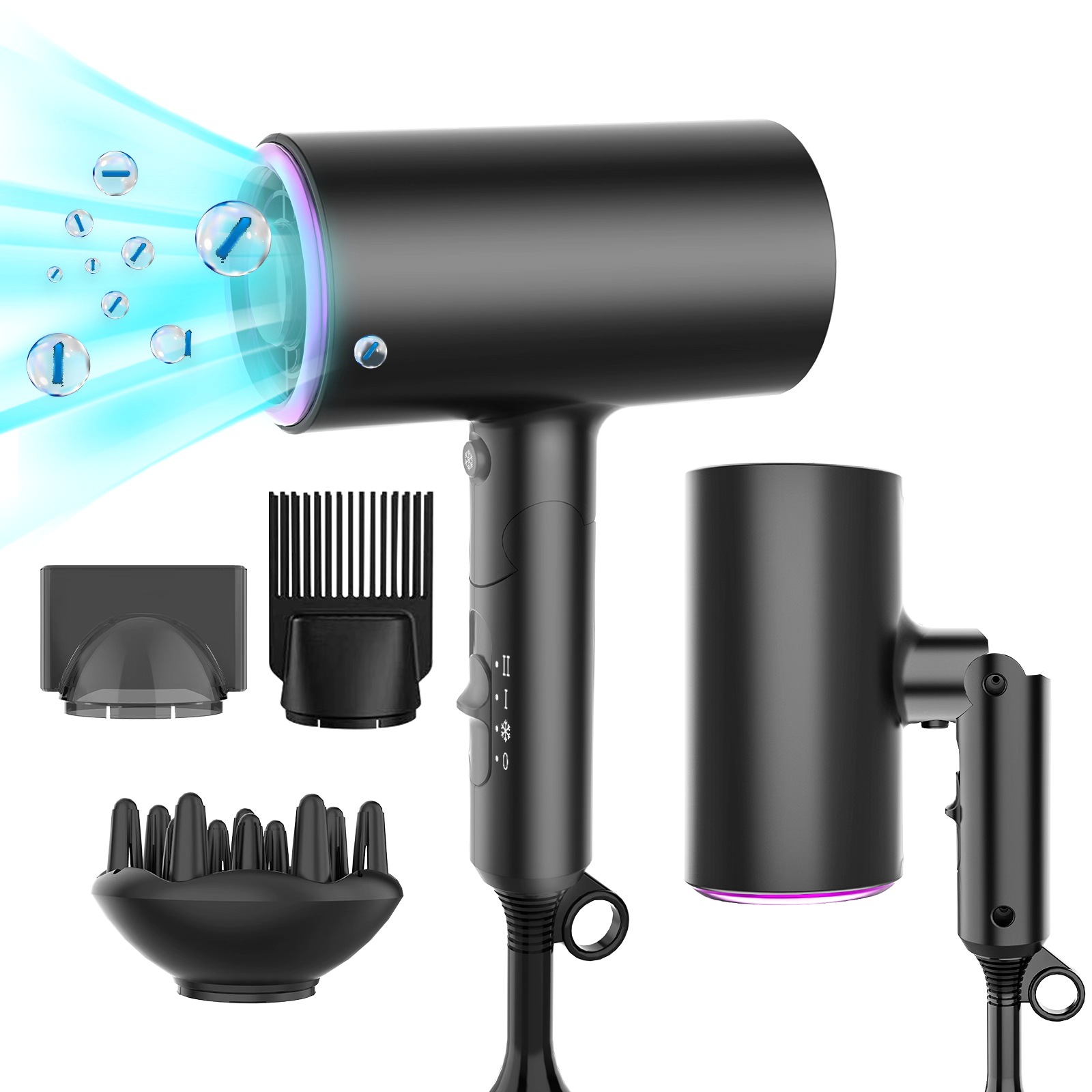 Hair Dryer 1800W Professional Ionic Hair Blow Dryer Powerful Fast Drying Portable for Hair Care Women Man Home Travel Salon Hair Styling