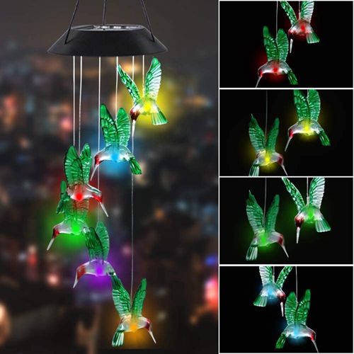 Solar Hummingbird Wind Chimes Solar Garden Lights
