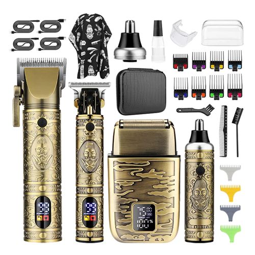 All Metal Hair Clippers Ears Nose Hair Trimmer Electric Shaver Set Hair Cutting Machine Mens Grooming Tools