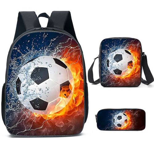 (Style 1) Kids School Backpack 3D Printed Messi Backpack Set Football Player Rucksack Sports Backpacks For Boys And Girls