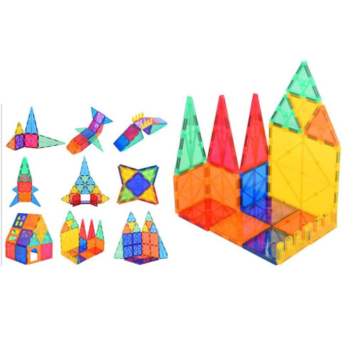 46x Magnetic Tiles Construction Toy Building Blocks 3d Puzzle 6.5cm