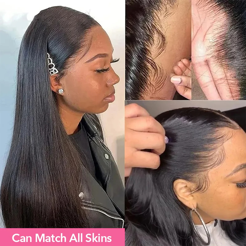 (18 inches) Straight Lace Front Wigs Human Hair Wig for Black Women 18-26inch Natural Color 13x4 Lace Front Human Hair Wig 150 Percent Density
