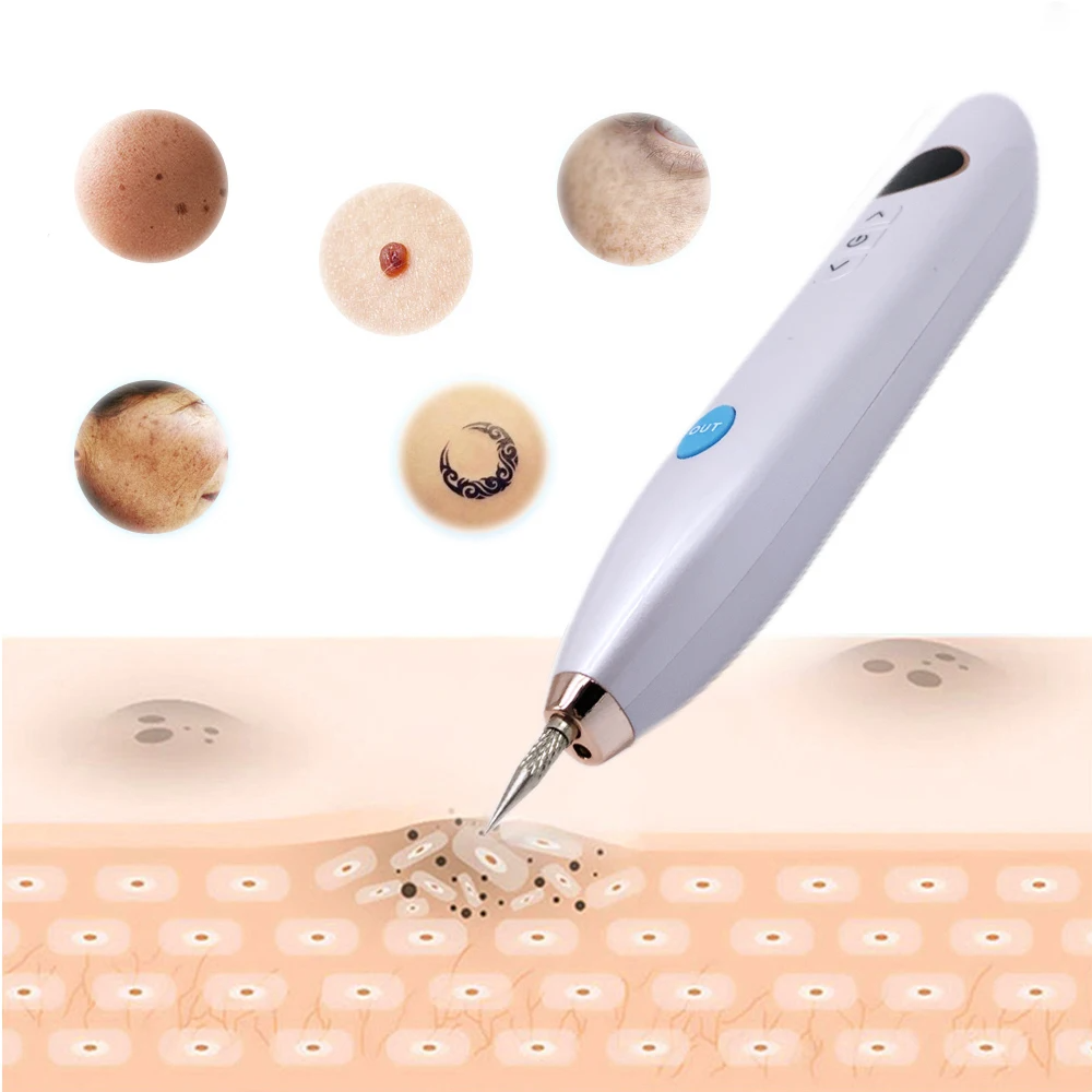 Mini Plasma Pen Freckle Remover Machine Laser Mole Removal Dark Spot Skin Wart Tag Remove Tattoo Removal Skin Care Beauty Tool Face Body 9 Mode LCD