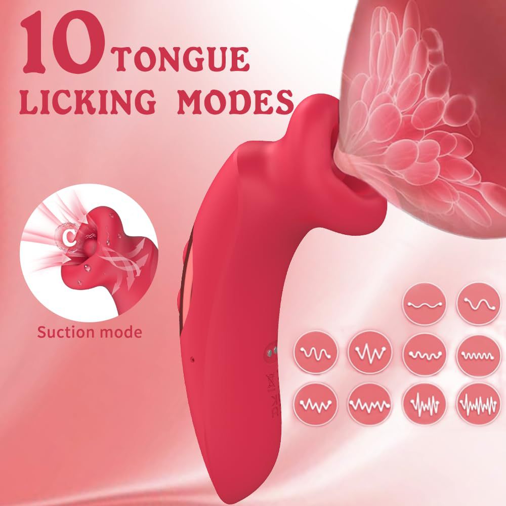 G Spot Vibrator Adult Sex Toys Sucking Vibrator Clitoral Nipple Stimulator Tongue Sex Toy for Woman Couples Adult Sex Games 10 Tongue Vibrating Modes and 10 Sucking Modes