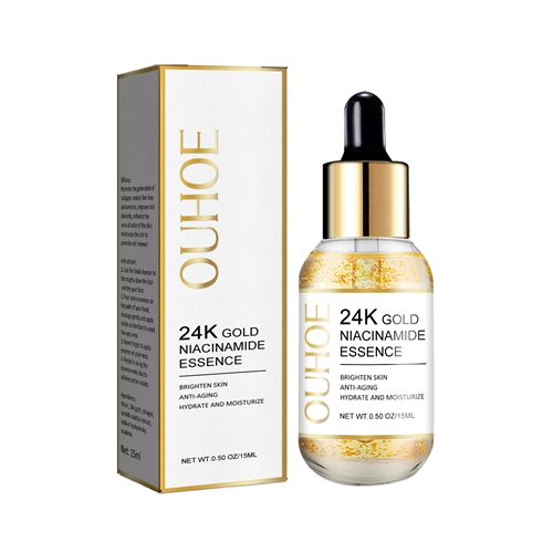 24K Gold Face Essence for Fine Lines Reduction and Wrinkle Control Face Serum Pore Care Hyaluronic Acid Moisturizing Plumping Essence Aging Skin Care