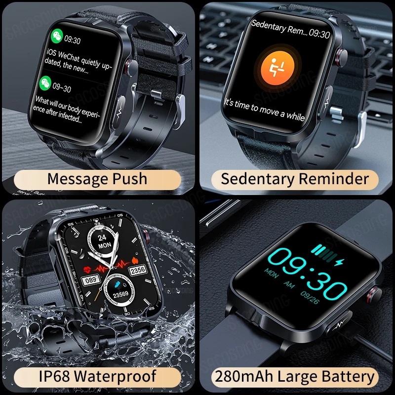 Electrotherapy Smartwatch Blood Sugar ECG+PPG Precise Blood Pressure Body Temperature Smart Watch
