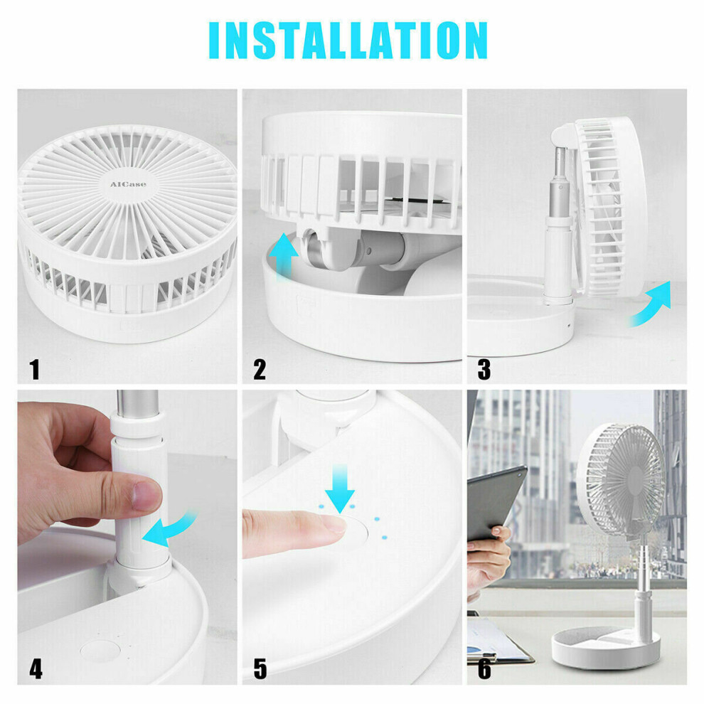 Foldaway Stand Fan Rechargeable Fan Portable Fan Desk and Table Fan UK