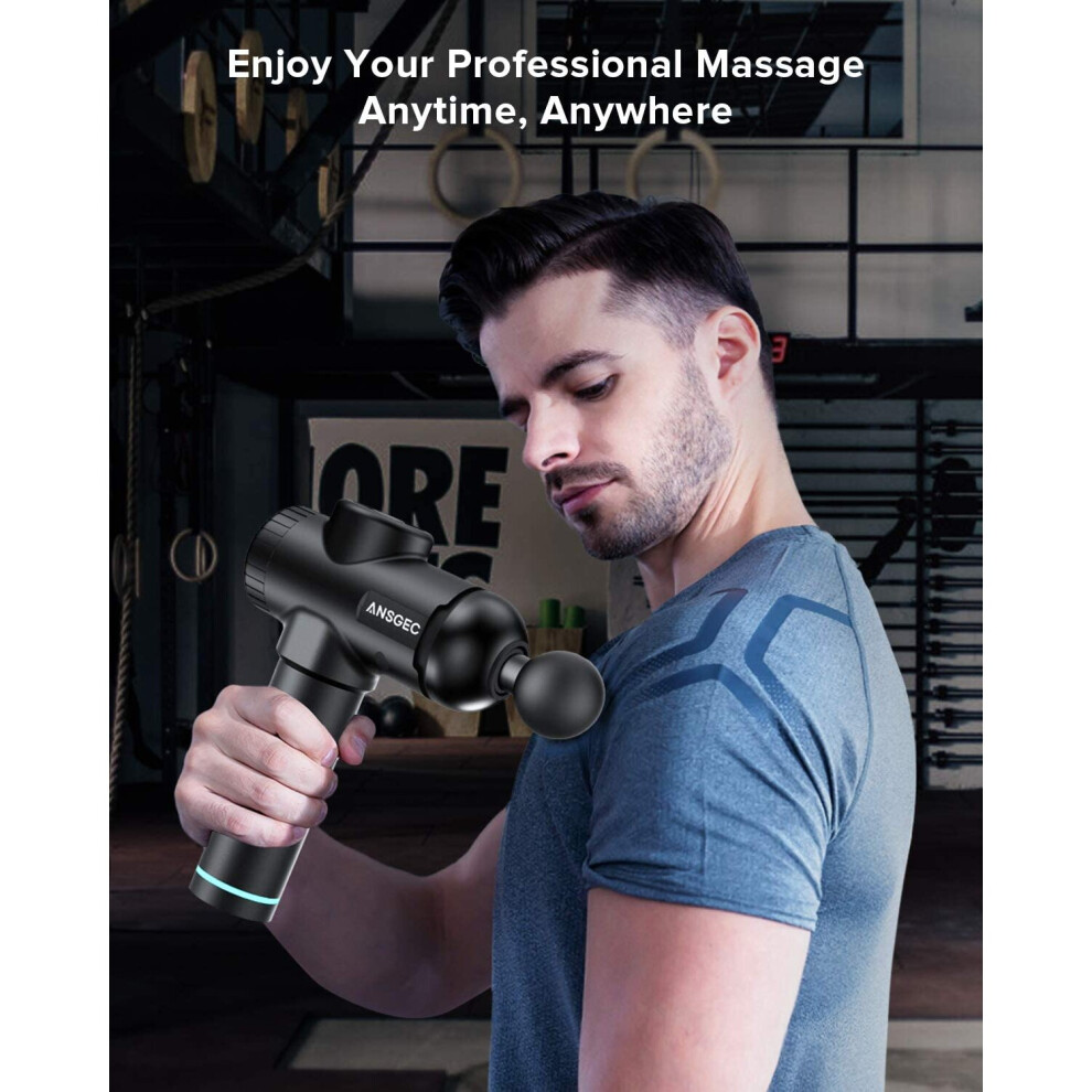 Massage Gun Deep Tissue Powerful 30 Speeds Muscle Massage Gun Quiet Professional Percussion Massager 6 Heads LCD Display Handhe