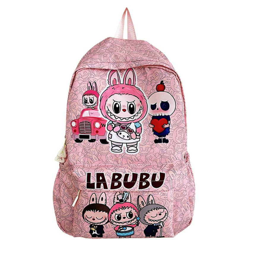 (Pink) Kids Cartoon School Backpack Durable Nylon Bag Lightweight Breathable
