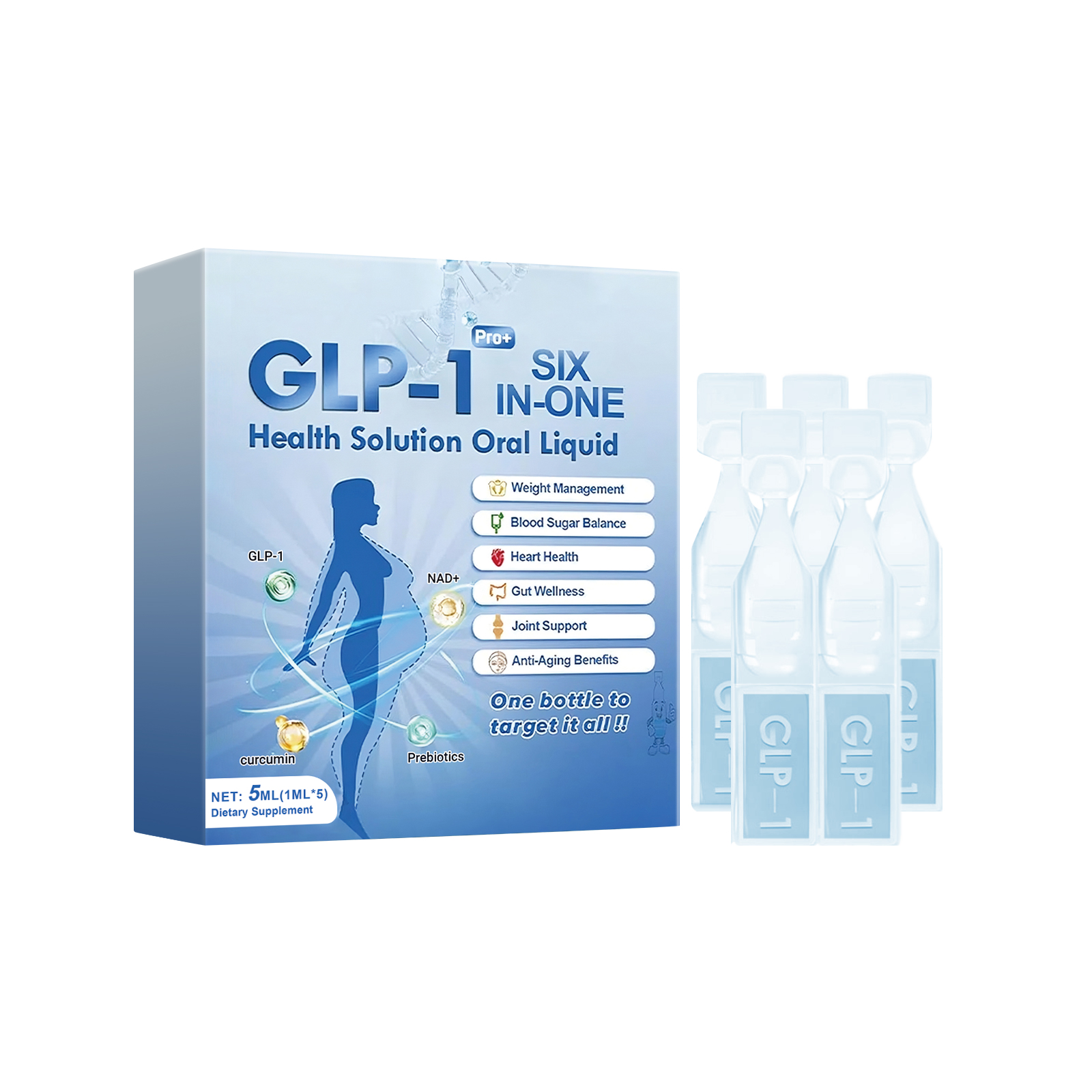 GLP-1 Six-in-One Health Solution Oral Liquld Slimming Restores Body Curve Farewell to Fat Body Shaping Oral Solution