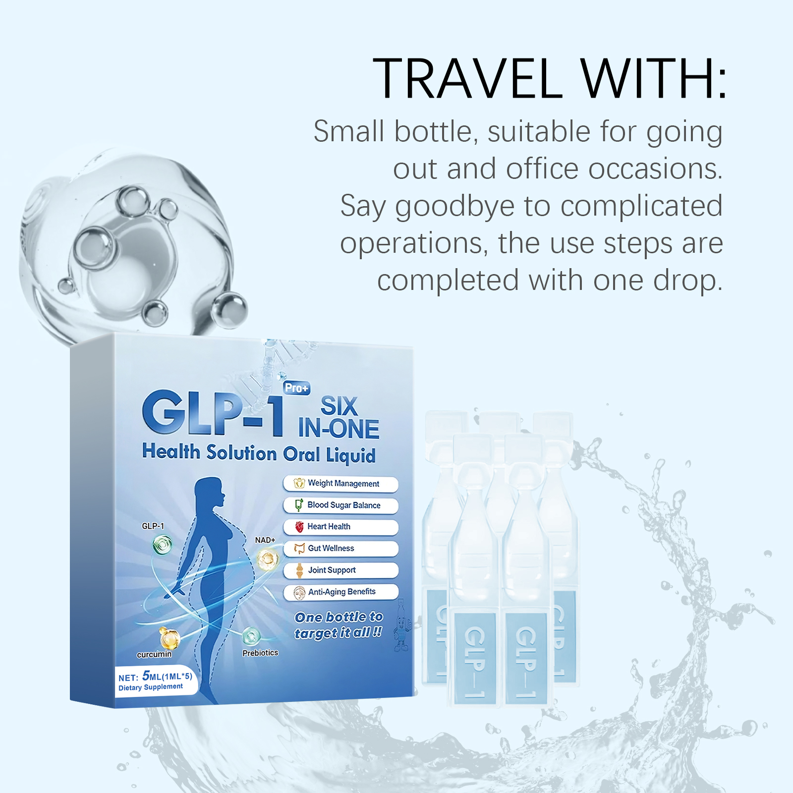 GLP-1 Six-in-One Health Solution Oral Liquld Slimming Restores Body Curve Farewell to Fat Body Shaping Oral Solution