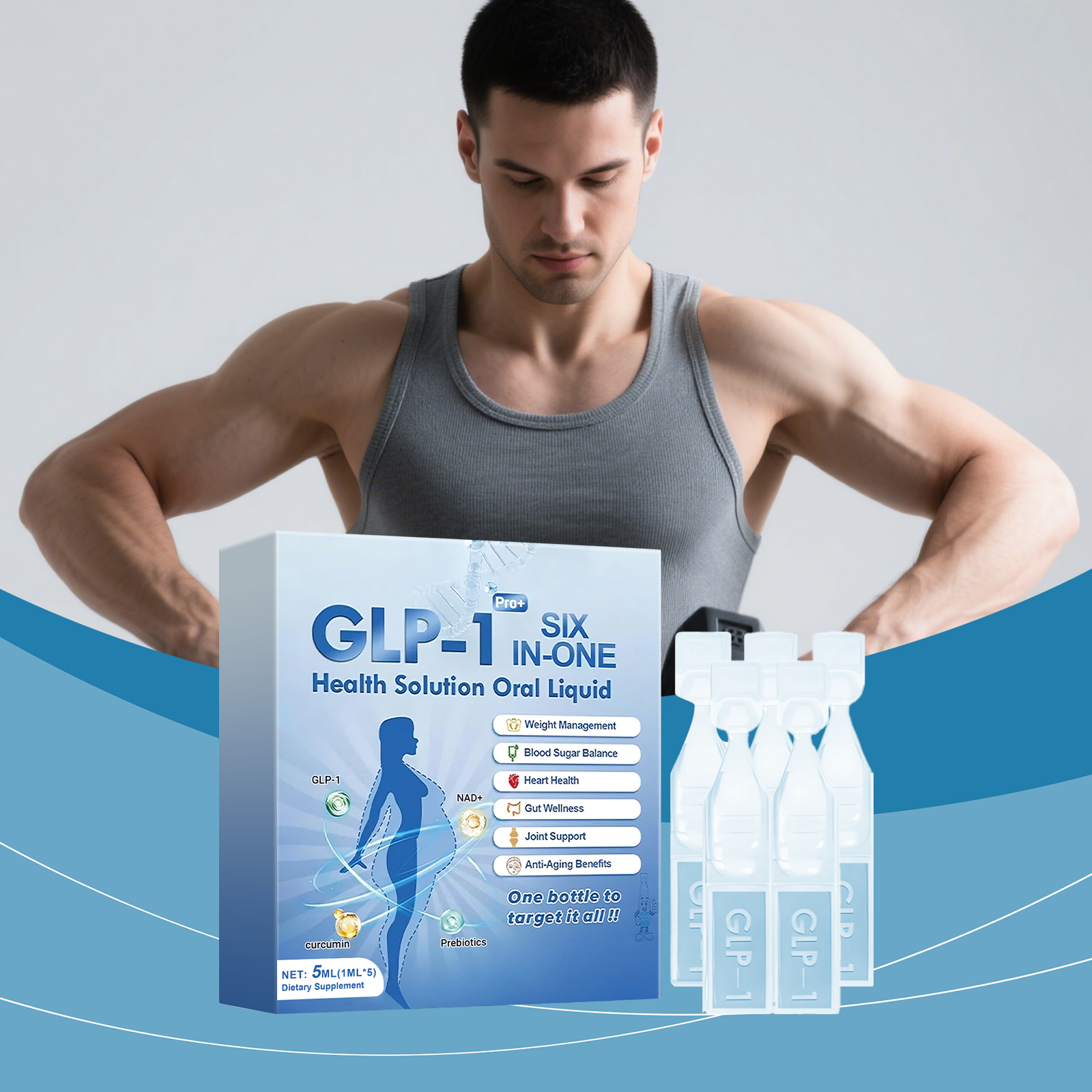 GLP-1 Six-in-One Health Solution Oral Liquld Slimming Restores Body Curve Farewell to Fat Body Shaping Oral Solution