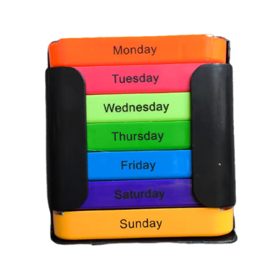 (Pink) Portable Pill Case Box Colorful Design Stackable 4 Times A Day Medicine Storage Dispenser Weekly 7 Days Pill Organizer  for Morning Noon Evening Night