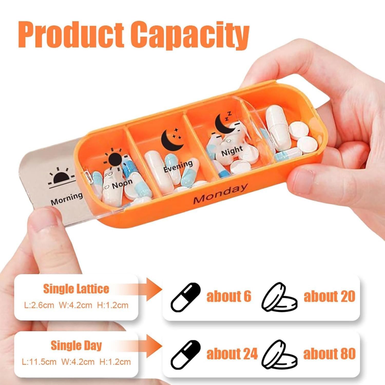 (Pink) Portable Pill Case Box Colorful Design Stackable 4 Times A Day Medicine Storage Dispenser Weekly 7 Days Pill Organizer  for Morning Noon Evening Night