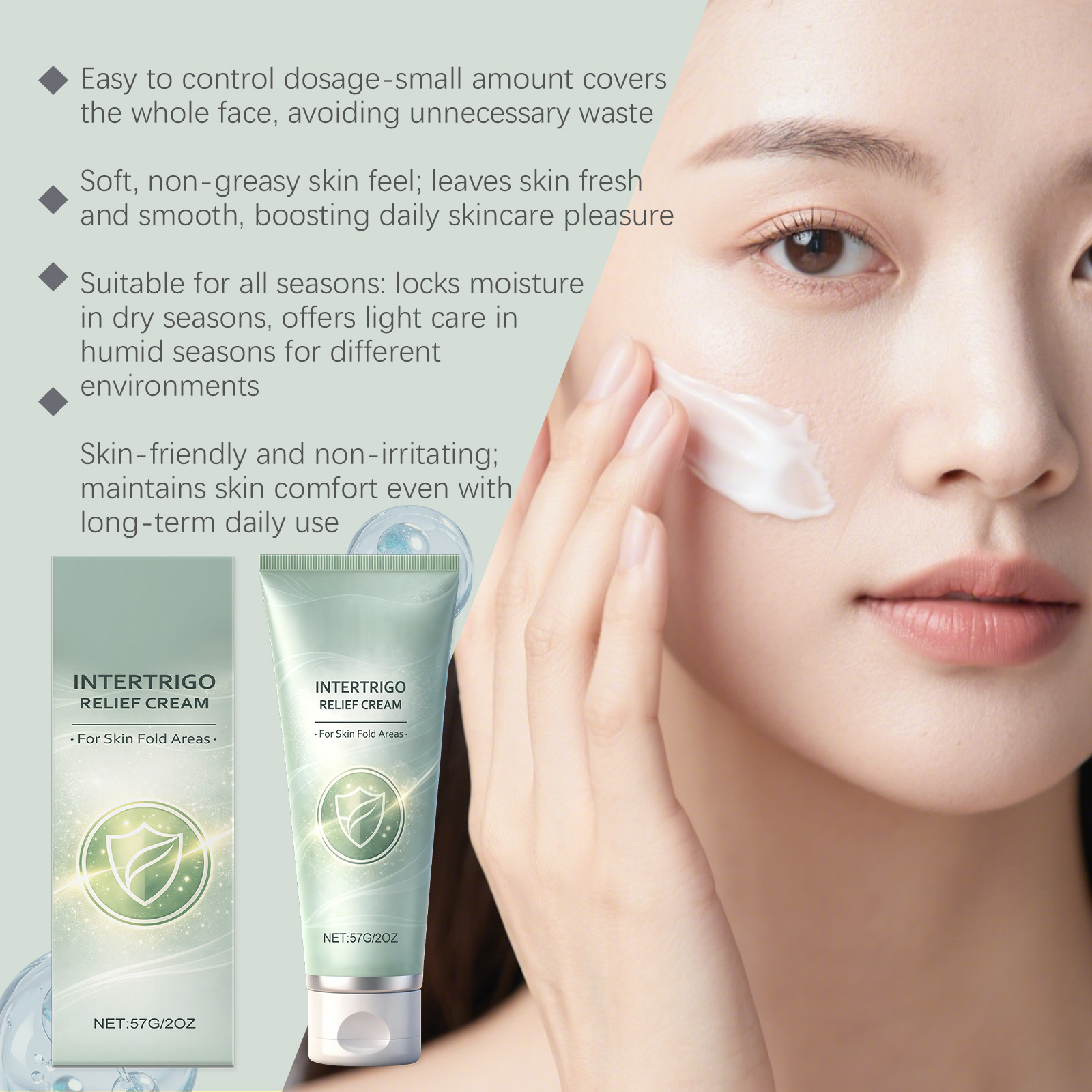 Intertrigo Relief Cream for Body Redness Relief Skin Fold Areas Light Breathable Long Lasting Hydrating Brighten Body Skin Care