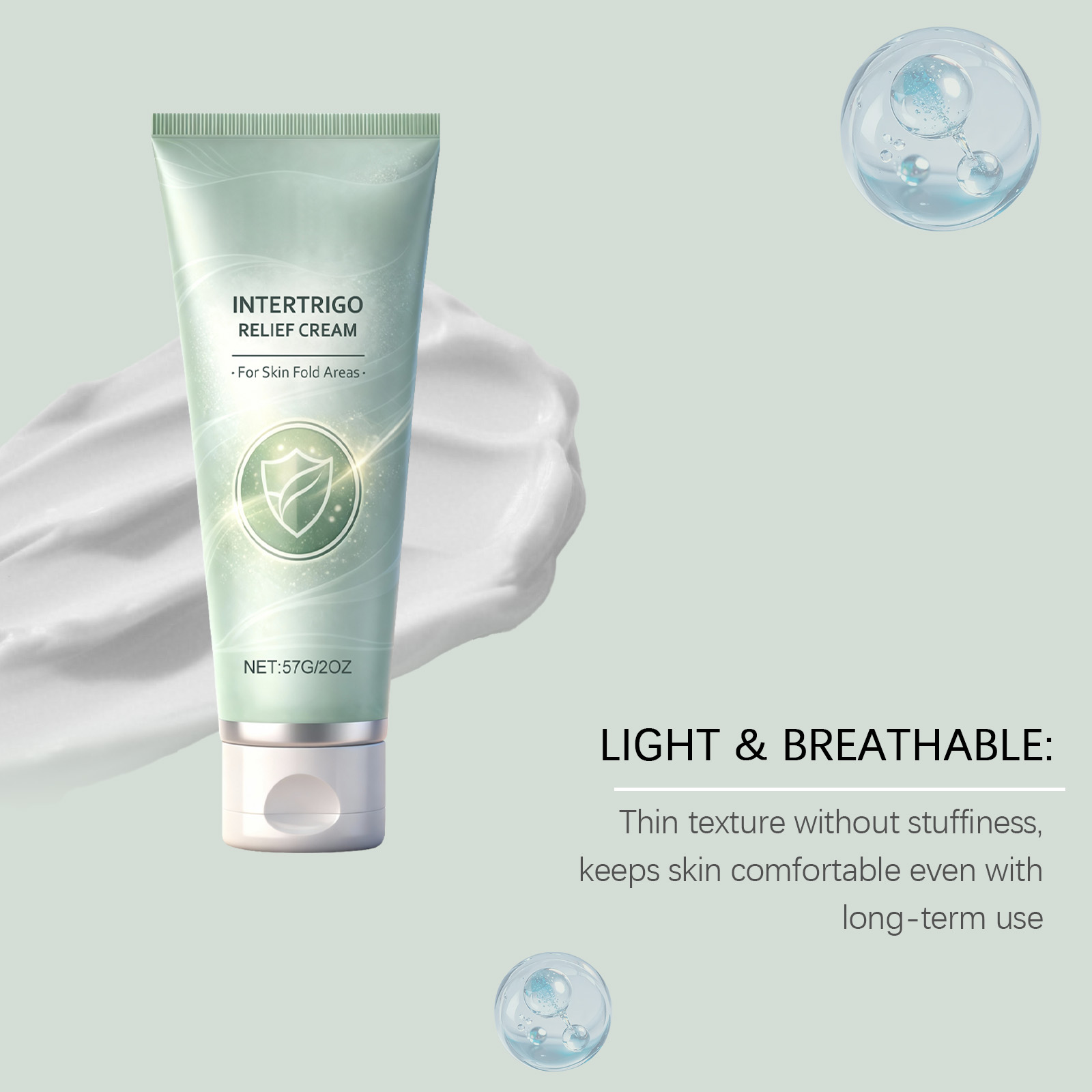 Intertrigo Relief Cream for Body Redness Relief Skin Fold Areas Light Breathable Long Lasting Hydrating Brighten Body Skin Care