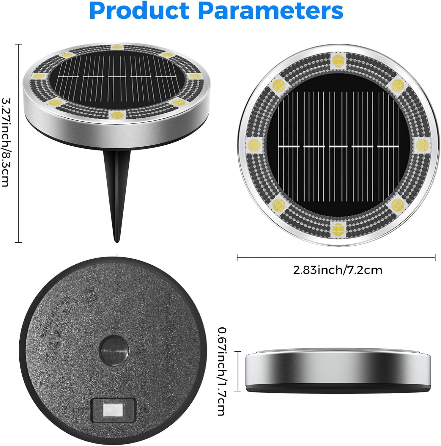 6 Pack Solar Lights Outdoor Garden Solar Ground Light Waterproof Disk Lights for Pathway Patio Yard Lawn Landscape 