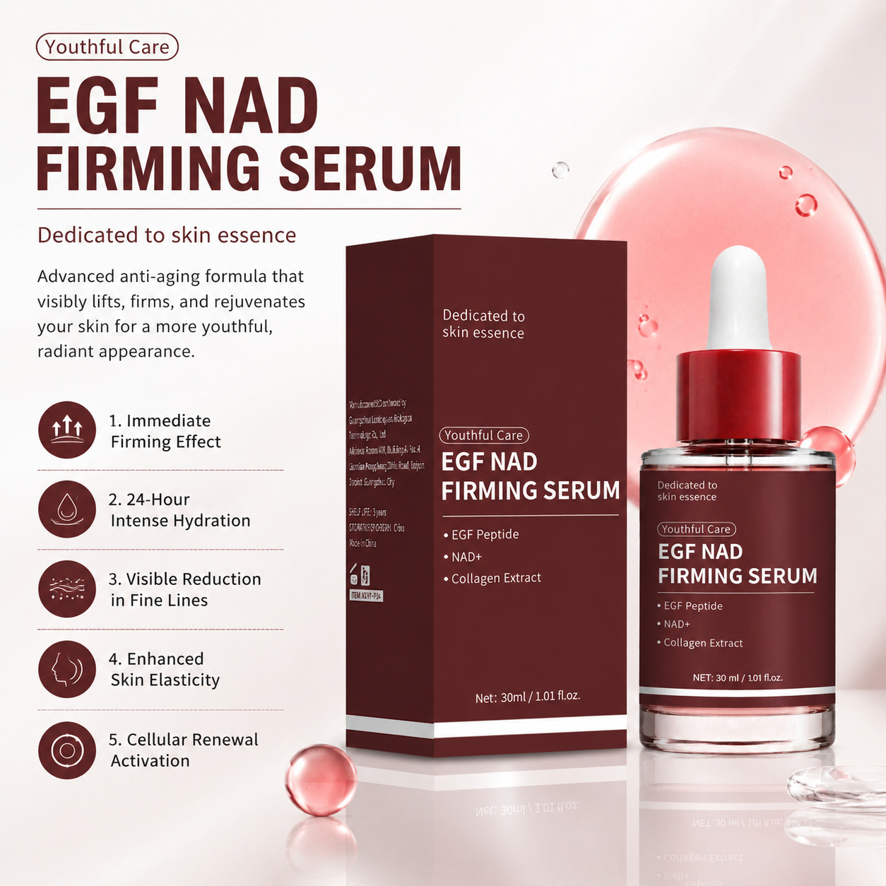 NAD Firming Serum For Skin Tightening Lifting And Revitalizing Daily Anti Aging Face Essence 30ml