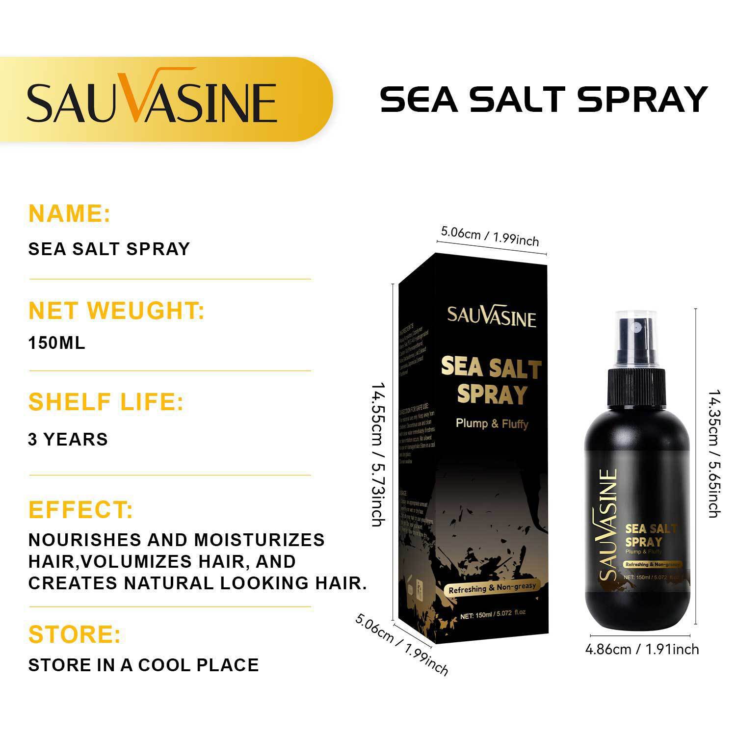 Sea Salt Spray For Hair Volumizing Texturizing And Beach Wave Look Lightweight Styling Mist 150ml