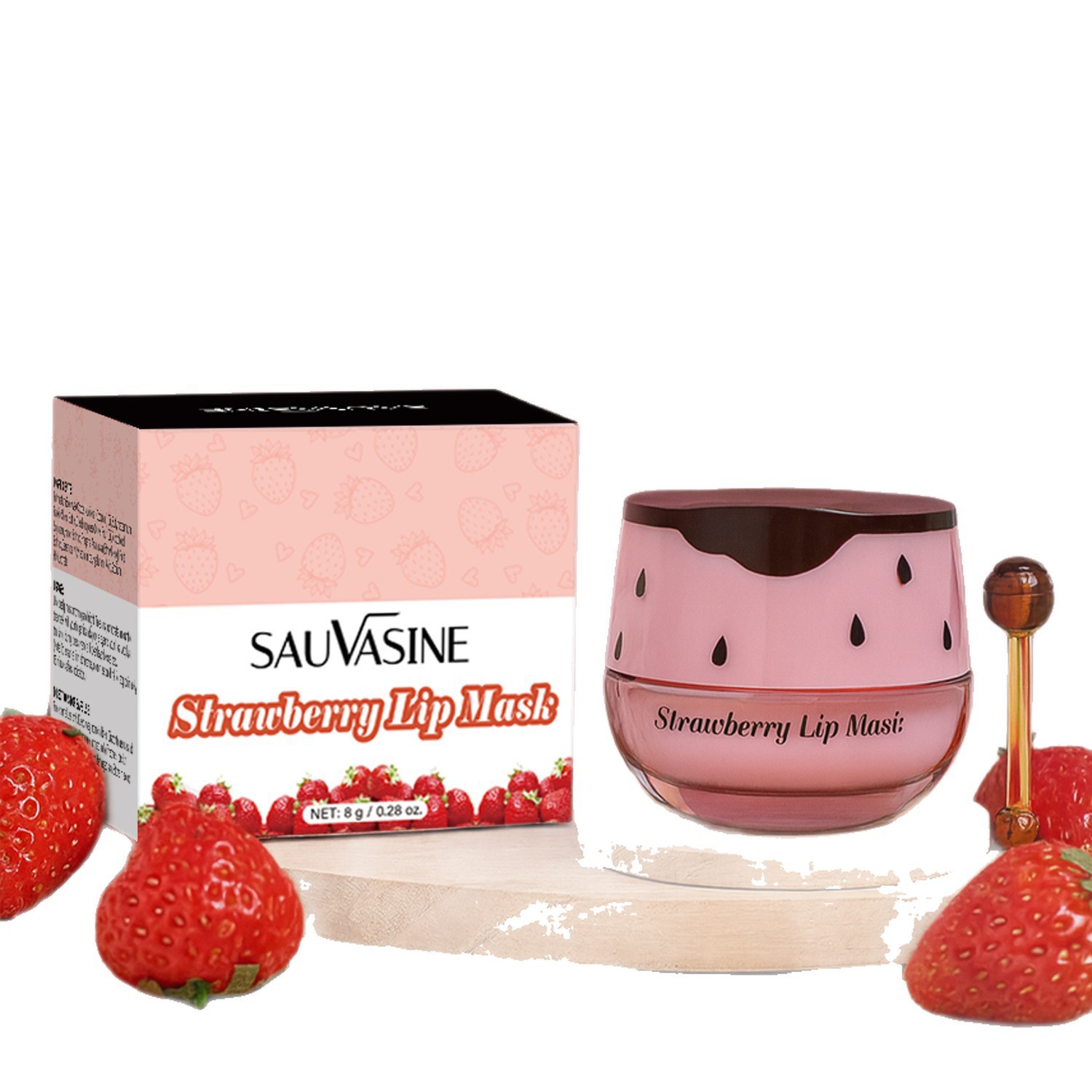 Strawberry Lip Mask For Moisturizing Softening And Repairing Dry Chapped Lips Overnight Treatment 8g
