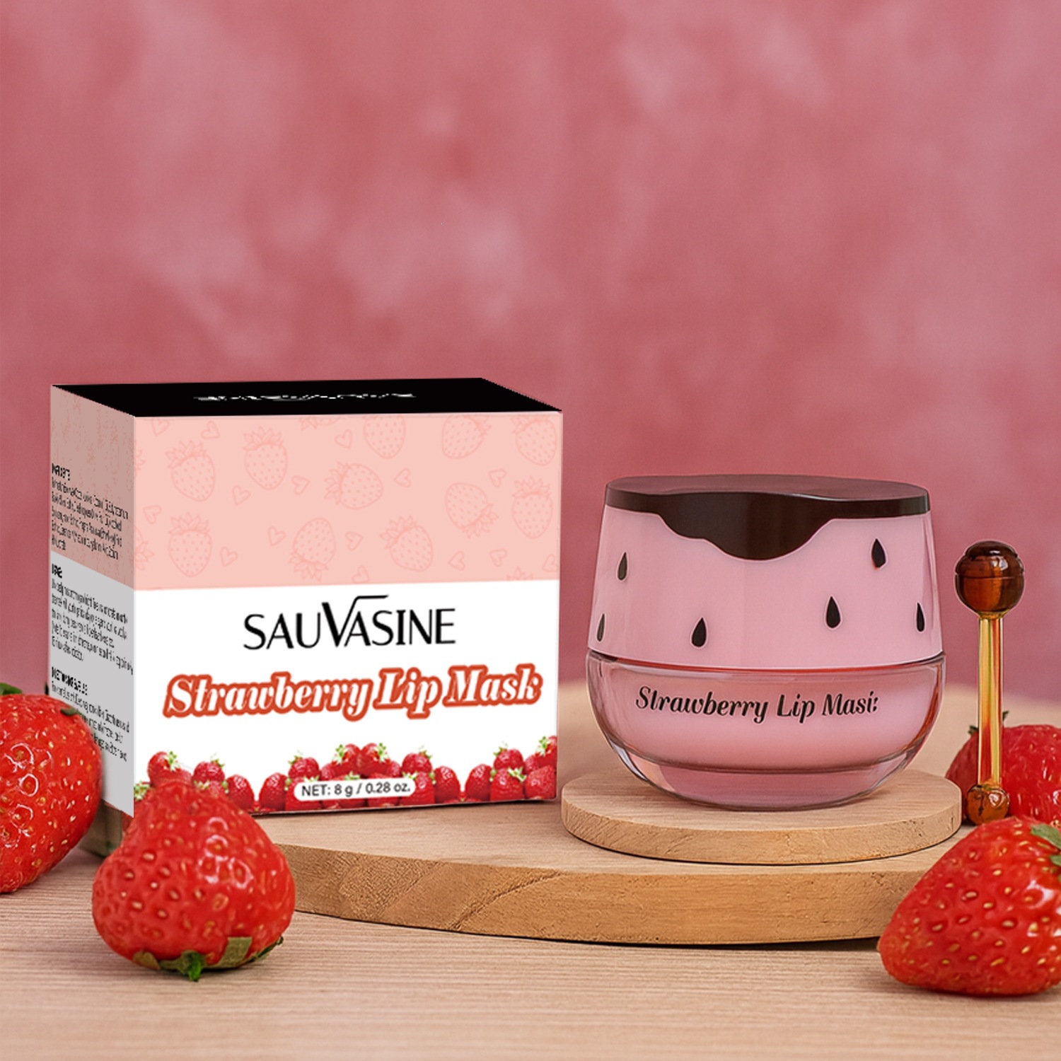 Strawberry Lip Mask For Moisturizing Softening And Repairing Dry Chapped Lips Overnight Treatment 8g
