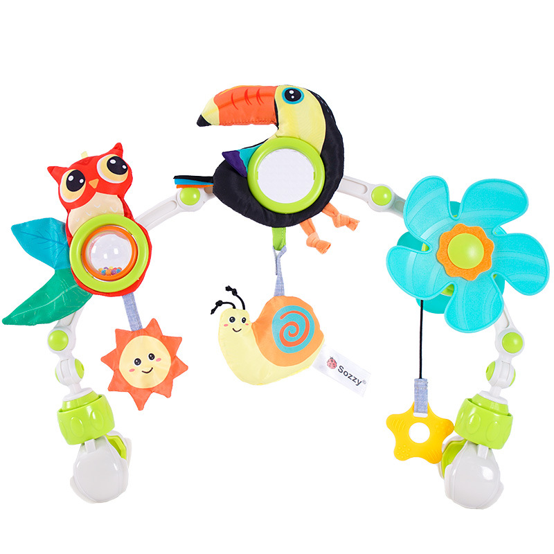 (deer 999) Baby Stroller Arch Toy Baby Crib Mobile Musical Animal Foldable Travel Car Seat Activity Bouncers Pram for Newborn Sensory Toy