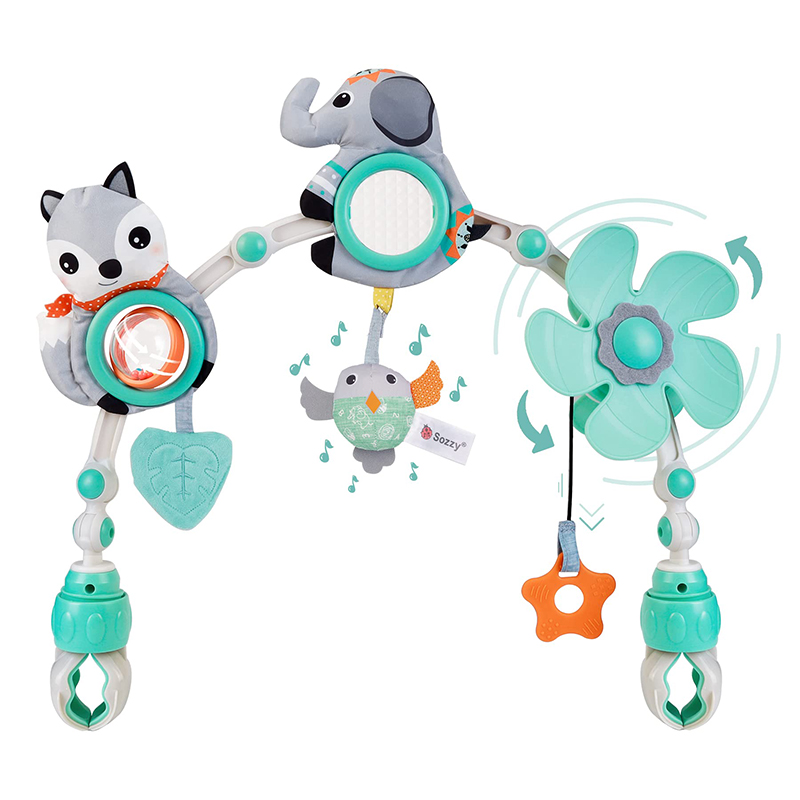 (deer 999) Baby Stroller Arch Toy Baby Crib Mobile Musical Animal Foldable Travel Car Seat Activity Bouncers Pram for Newborn Sensory Toy