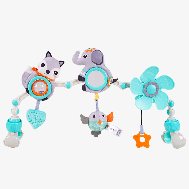 (deer 999) Baby Stroller Arch Toy Baby Crib Mobile Musical Animal Foldable Travel Car Seat Activity Bouncers Pram for Newborn Sensory Toy